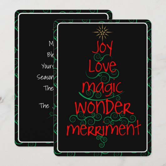 Zwemelen ・ Joy ・ Love ・ Magic ・ Wonder ・ Merriment Feestdagenkaart (Voorkant / Achterkant)