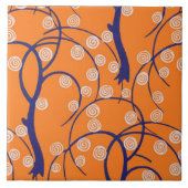 Zwemelen met  behangpapier voor Trees Retro Tegeltje (Voorkant)