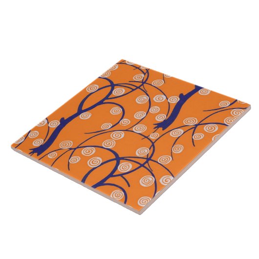 Zwemelen met  behangpapier voor Trees Retro Tegeltje (Zijkant)