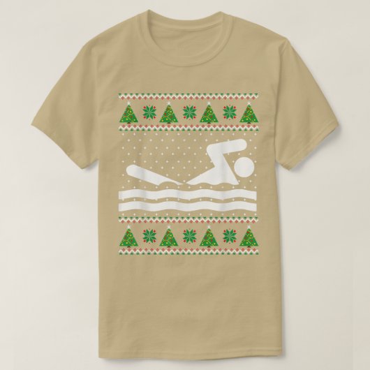 Zwemelen met een lelijke kerstkeuken t-shirt (Design voorkant)
