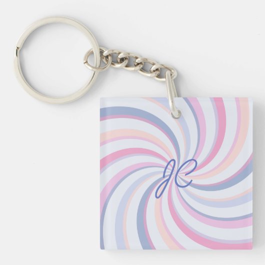 Zwemelen Roze Blauw Peach Sleutelhanger (Voorkant)