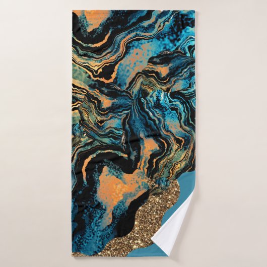 Zwemelen van Blauwe Oranje Groene Bath Towel Badhanddoek (Badhanddoek)