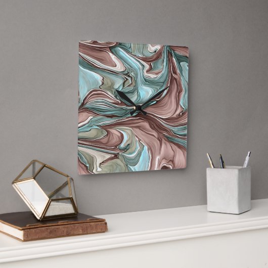 Zwemelen van de Groene Blauwe Mauve White Gold Wal Vierkante Klok (Kantoor)