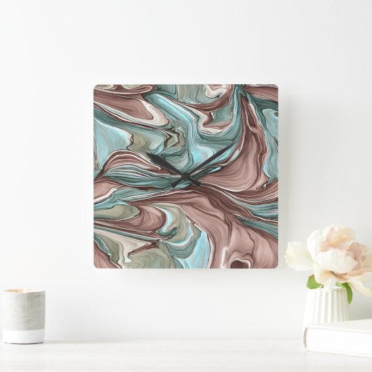 Zwemelen van de Groene Blauwe Mauve White Gold Wal Vierkante Klok (Huis)