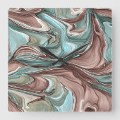 Zwemelen van de Groene Blauwe Mauve White Gold Wal Vierkante Klok (Voorkant)