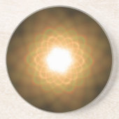 Zwemelen van geel licht op zwart zandsteen onderzetter (Voorkant)