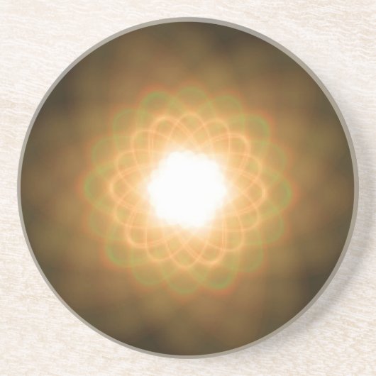 Zwemelen van geel licht op zwart zandsteen onderzetter (Voorkant)