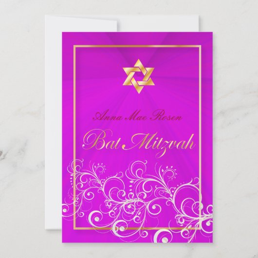 Zwemelen van het merk Mitzvah/hete roze/goud Kaart (Achterkant)