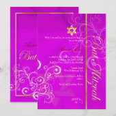 Zwemelen van het merk Mitzvah/hete roze/goud Kaart (Voorkant / Achterkant)