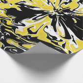 Zwemelen van zwart, wit en geel cadeaupapier (Hoek)