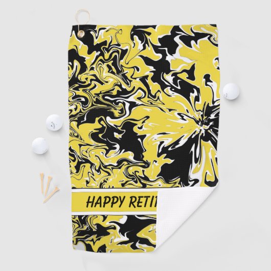 Zwemelen van zwart, wit en geel golfhanddoek (Insitu)