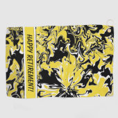 Zwemelen van zwart, wit en geel golfhanddoek (Horizontaal)