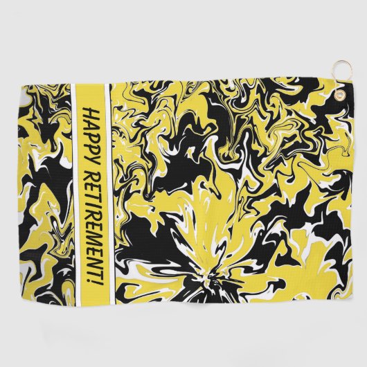Zwemelen van zwart, wit en geel golfhanddoek (Horizontaal)