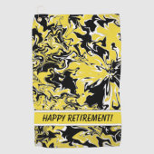 Zwemelen van zwart, wit en geel golfhanddoek (Voorkant)