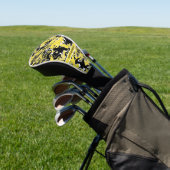 Zwemelen van zwart, wit en geel golfheadcover (Insitu)