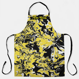 Zwemelen van zwart, wit en geel schort