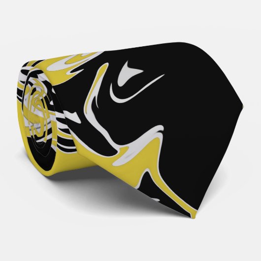 Zwemelen van zwart, wit en geel stropdas (Opgerold)