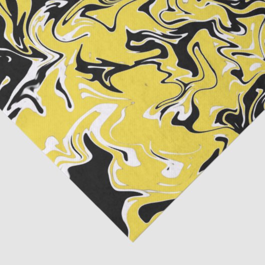 Zwemelen van zwart, wit en geel tissuepapier (Detail)