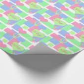 Zwemelen, vierkantjes en harten+naam/Vrouw-teken/h Cadeaupapier (Hoek)