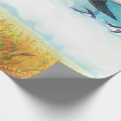 Zwemelen vliegen over blauwe hemel cadeaupapier (Hoek)