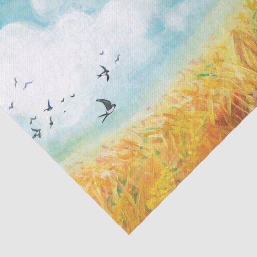 Zwemelen vliegen over blauwe hemel tissuepapier (Detail)