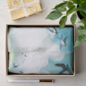 Zwemelen vliegen over blauwe hemel tissuepapier (Geschenk)