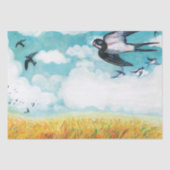 Zwemelen vliegen over blauwe hemel tissuepapier (Voorkant)