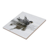 Zwemelend kleine keramische tegel tegeltje (Zijkant)