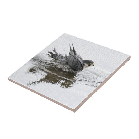 Zwemelend kleine keramische tegel tegeltje (Zijkant)