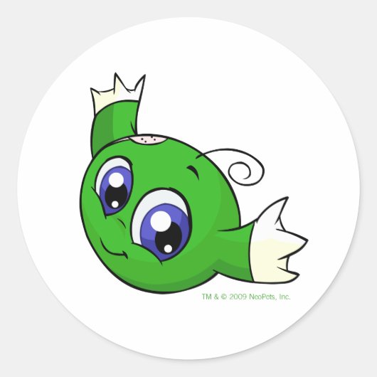 Zwemelgroene kiko ronde sticker (Voorkant)