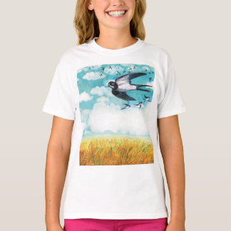 Zwemelt over een tarweveld Illustratie Girls T-shirt