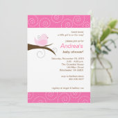 Zwemelvogel Roze Baby shower Kaart (Staand voorkant)