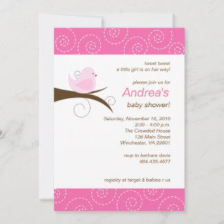 Zwemelvogel Roze Baby shower Kaart