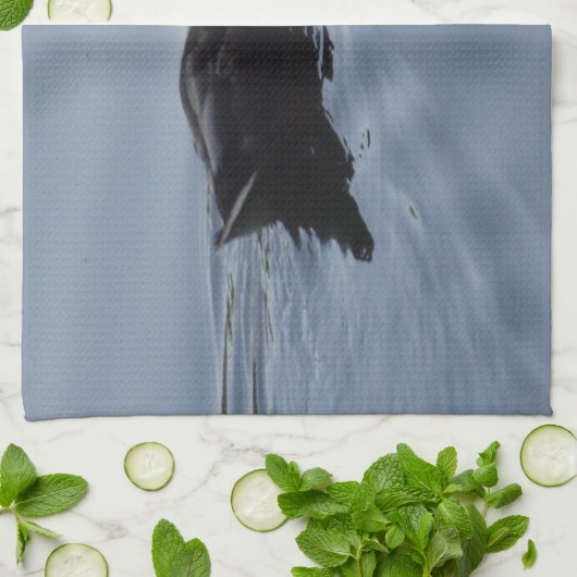 Zwemend Duck in Lake, Natuur Bird Wildlife Blue Theedoek (Gevouwen)