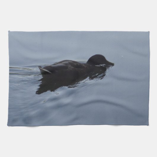 Zwemend Duck in Lake, Natuur Bird Wildlife Blue Theedoek (Horizontaal)