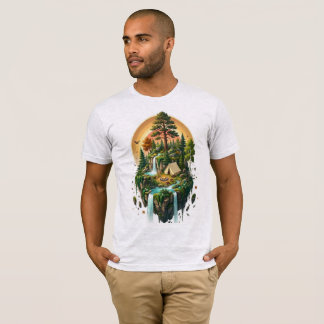 Zwemend Eiland Kamperen Waterval Bos T-Shirt