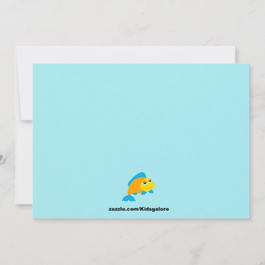 Zwemend meisje uitgenodigd op de verjaardag van he kaart (Achterkant)