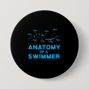 Zwemend Ventilator geeft anatomie van een zwemmer Ronde Button 7,6 Cm