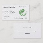 Zwemend Yinyang-symbool (groen) Afsprakenkaartje (Voorkant / Achterkant)