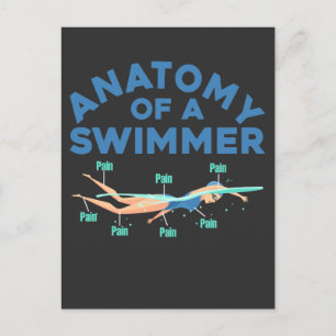 Zwemende anatomie van een zwemwatersport briefkaart