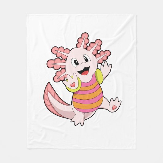 Zwemende axolotl fleece deken (Voorkant)