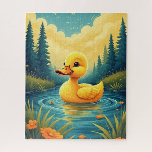 Zwemende baby eend legpuzzel (Verticaal)