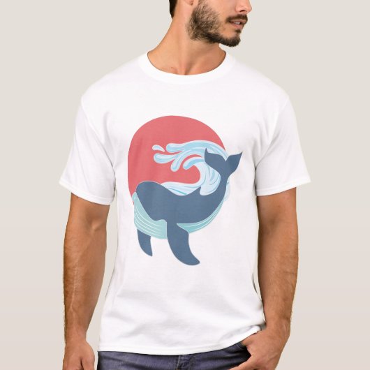 Zwemende blauwe walvis wit T-Shirt (Voorkant)