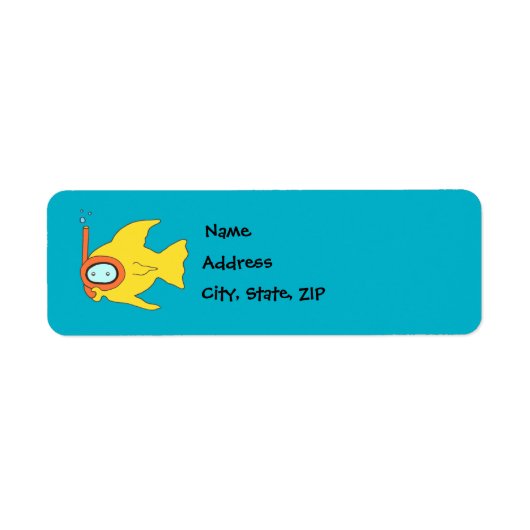 Zwemende gele vis etiket (Voorkant)