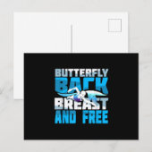 Zwemende gift voor zwemmers aankondigingskaart (Voorkant / Achterkant)