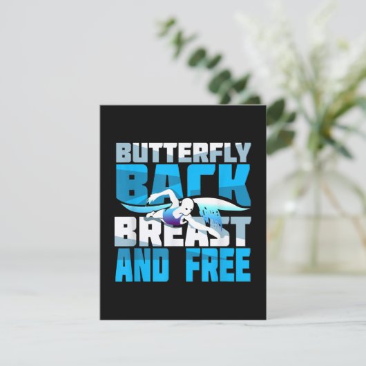 Zwemende gift voor zwemmers kaart (Staand voorkant)