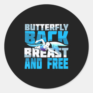 Zwemende gift voor zwemmers ronde sticker