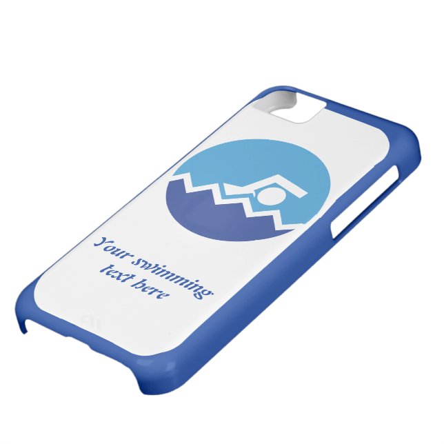 Zwemende giften, zwemmer op een blauwe cirkeldouan Case-Mate iPhone case (Onderkant)