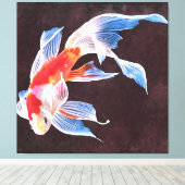 Zwemende Goldfish Realistic Fine Art Canvas Afdruk (Insitu (Houten vloer))