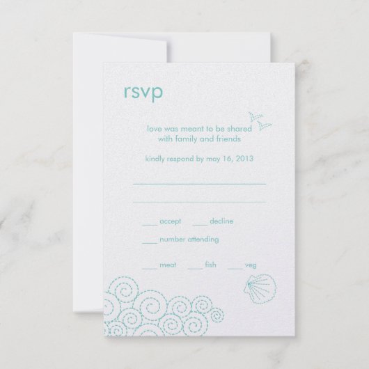 Zwemende golven RSVP-kaart - Robin's Egg Blue RSVP Kaartje (Voorkant)